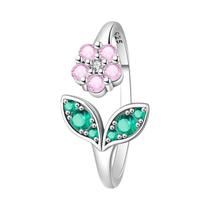 Anéis Abertos Ajustáveis Femininos Em Prata Esterlina 925 Com Pequenas Flores De Zircônia - Presente Anéis Abertos Ajustáveis Femininos Em Prata Esterlina 925 Com Pequenas Flores De Zircônia - Presente