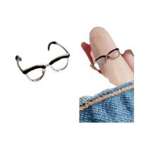 Anéis abertos anel de óculos ajustável para dedo gótico empilhável anel jóias para mulher Anéis abertos anel de óculos ajustável para dedo gótico empilhável anel jóias para mulher