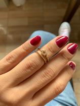 Anéis Anel duplo estrela cravejado de Strass folheado a ouro Anéis Anel duplo estrela cravejado de Strass folheado a ouro