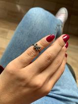 Anéis Anel Falange a Ródio negro Borboleta vazada com strass Anéis Anel Falange a Ródio negro Borboleta vazada com strass