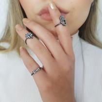 Anéis Anel Falange a Ródio Trevo de 4 folhas Sorte com strass Anéis Anel Falange a Ródio Trevo de 4 folhas Sorte com strass