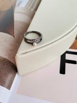 Anéis anel falange folheado Ródio Negro e Prata mini pérola