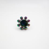 Anéis criativos Hand Spinner em liga de zinco Rainbow Flower Anéis criativos Hand Spinner em liga de zinco Rainbow Flower