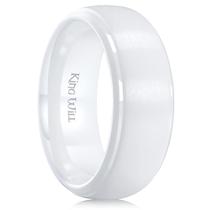 Anéis de casamento King Will White Ceramic 8mm para homens e mulheres 11,5 Anéis de casamento King Will White Ceramic 8mm para homens e mulheres 11,5