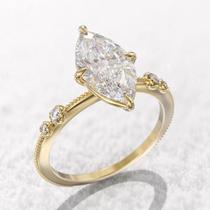Anéis de Casamento Luxuosos com Cristais Marquise CZ - Prata e Ouro Anéis de Casamento Luxuosos com Cristais Marquise CZ - Prata e Ouro