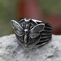 Anéis De Caveira E Mariposa Em Aço Inoxidável 316L Para Homens, Joias Punk, Presentes