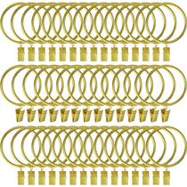Anéis de cortina com clipes, 5,08 cm, aço inoxidável dourado, pacote com 44 Anéis de cortina com clipes, 5,08 cm, aço inoxidável dourado, pacote com 44