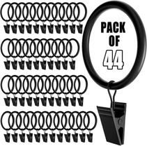 Anéis de cortina com clipes Homyplaza Black, pacote 44, 1,5 cm Anéis de cortina com clipes Homyplaza Black, pacote 44, 1,5 cm