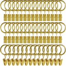 Anéis de cortina com clipes LLPJS, pacote com 44 unidades, interior dourado de 2,5 cm