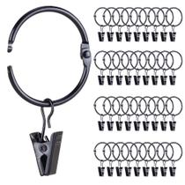 Anéis de cortina com clipes, pacote com 36, roonoo Black Metal, 31 mm Anéis de cortina com clipes, pacote com 36, roonoo Black Metal, 31 mm