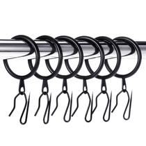 Anéis de cortina de metal Hotop, 30 peças com ganchos pretos