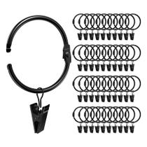 Anéis de cortina Ginbel Direct, pacote de 40, 5 cm com clipes de metal preto Anéis de cortina Ginbel Direct, pacote de 40, 5 cm com clipes de metal preto