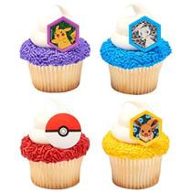 Anéis de cupcake Cake Topper DeCoPac Pokémon Pikachu Pokeball x24