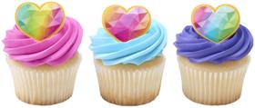 Anéis de cupcake DecoPac Rainbow Prism Heart, pacote com 24 Anéis de cupcake DecoPac Rainbow Prism Heart, pacote com 24