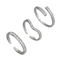 Anéis De Dedo Ajustáveis Em 3 Peças Em Aço Inoxidável 316L Não Oxidável Para Mulheres, Joias De