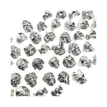 Anéis De Dedo Vintage Punk Com Caveira Em Liga Metálica, 10 Peças, Para Homens E Mulheres, Joias De