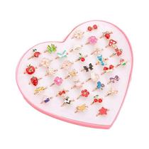 Anéis De Esmalte Ajustáveis De Animais Para Meninas, 36 Peças, Brinquedos De Maquiagem De Faz De