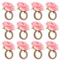 Anéis de guardanapo APTWOW Spring Flower, conjunto de 12 flores rosa