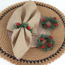 Anéis De Guardanapo Com Flores De Pinheiro E Frutas Vermelhas, 6 Peças, Decorações De Mesa Para Ação