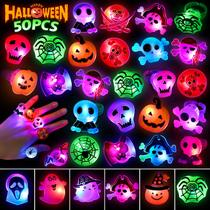 Anéis de iluminação LED de Halloween para crianças - 50 unidades Anéis de iluminação LED de Halloween para crianças - 50 unidades