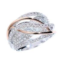 Anéis De Luxo Para Casamento E Festa Em Duas Cores Prata/Ouro Rosa Para Mulheres