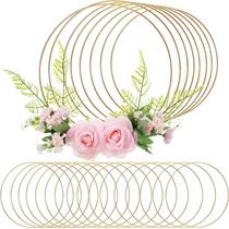 Anéis de macramê com argola floral de metal em ouro de 14 polegadas (24 unidades) Sratte