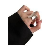 Anéis De Punho Prateados Para Mulheres Casais Joias De Moda Minimalistas Com Padrão Geométrico Liso