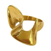 Anéis de Superfície Torcidos - Banhados a Ouro - Moda para Homens e Mulheres