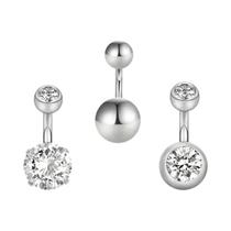 Anéis De Umbigo Curtos De Aço Inoxidável 6mm, 3 Peças, Joias De Piercing De Umbigo Pequenas 14G