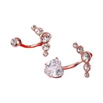 Anéis De Umbigo De Aço Inoxidável Com Cristal De Zircônia Em Forma De Coração De 10mm, 2 Peças,