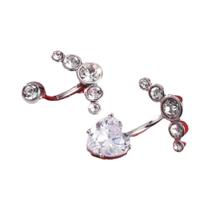 Anéis De Umbigo De Aço Inoxidável Com Cristal De Zircônia Em Forma De Coração De 10mm, 2 Peças,