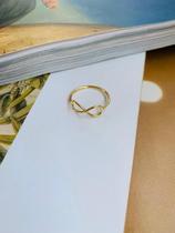 Anéis delicados Anel semi joia infinito banho ouro 18 kl e prata 925