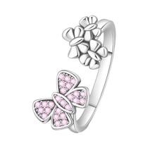 Anéis Divididos Em Forma De Borboleta Com Zircônia Azul, Cor Prata 925 Para Mulheres, Presentes De