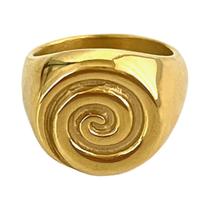 Anéis Espiral Abertos Chunky Para Mulheres Em Aço Inoxidável Brilhante, Joias De Moda De Praia De