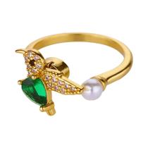 Anéis Femininos Ajustáveis Em Aço Inoxidável Banhados a Ouro 18K Em Formato De Coração Joias À Prova