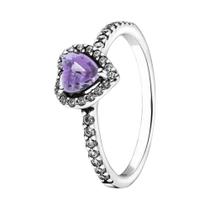 Anéis Femininos De Prata 925 Em Formato De Coração Vermelho, Rosa, Roxo E Verde Para Festas De