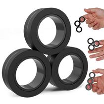 Anéis Magnéticos Fidget Toy BUNMO - Pretos para Adultos e Adolescentes