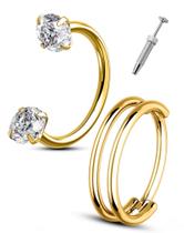 Anéis nasais Hoops OUFER 20G 316L em aço cirúrgico para mulheres, 2 peças Anéis nasais Hoops OUFER 20G 316L em aço cirúrgico para mulheres, 2 peças