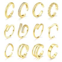 Anéis para os dedos dos pés Giovanchi, 12 peças, folheados a ouro 14K, conjunto ajustável Anéis para os dedos dos pés Giovanchi, 12 peças, folheados a ouro 14K, conjunto ajustável