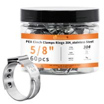 Anéis PEX Cinch Cinch WYSIWYKA 60 unidades de 5/8 polegadas 304 de aço inoxidável