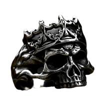 Anéis Punk De Coroa De Caveira Gótica Para Homens E Mulheres Em Aço Inoxidável, Joias De Moda Para