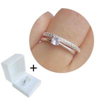 Anéis solitário e aparador prata925 mais caixinha presebteável
