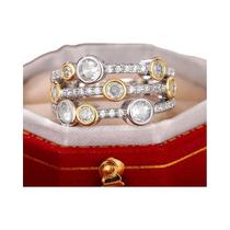 Anéis Vintage Bicolor Para Mulheres, Luxuosos Com Zircônia Cúbica, Joias Para Aniversário, Festa E Anéis Vintage Bicolor Para Mulheres, Luxuosos Com Zircônia Cúbica, Joias Para Aniversário, Festa E