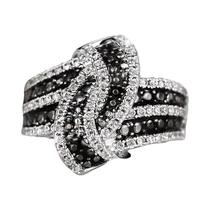 Anéis Vintage De Esmalte Preto Com Zircônia Cúbica Branca Para Mulheres, Acessórios De Joias De