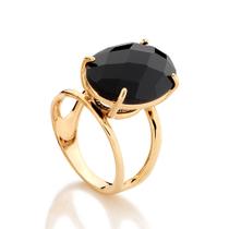 Anel 18k com cristal PRETO 511666 Rommanel