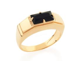 Anel 18k com cristal PRETO 512478 Rommanel