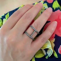Anel 2 Aros Fio Cravejado 1 Black