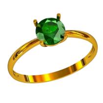 Anel 2mm Dourada Pedra Verde Zirconia Tungstenio Tradicional Anatomica