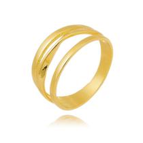 Anel 3 aros lisos Banhado a Ouro 18K
