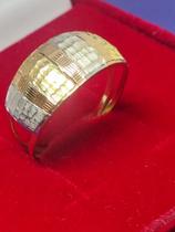 Anel 3 Cores de Ouro 18 Kilates Detalhes Ouro Branco Amarelo Vermelho Peso 1,62 Gramas